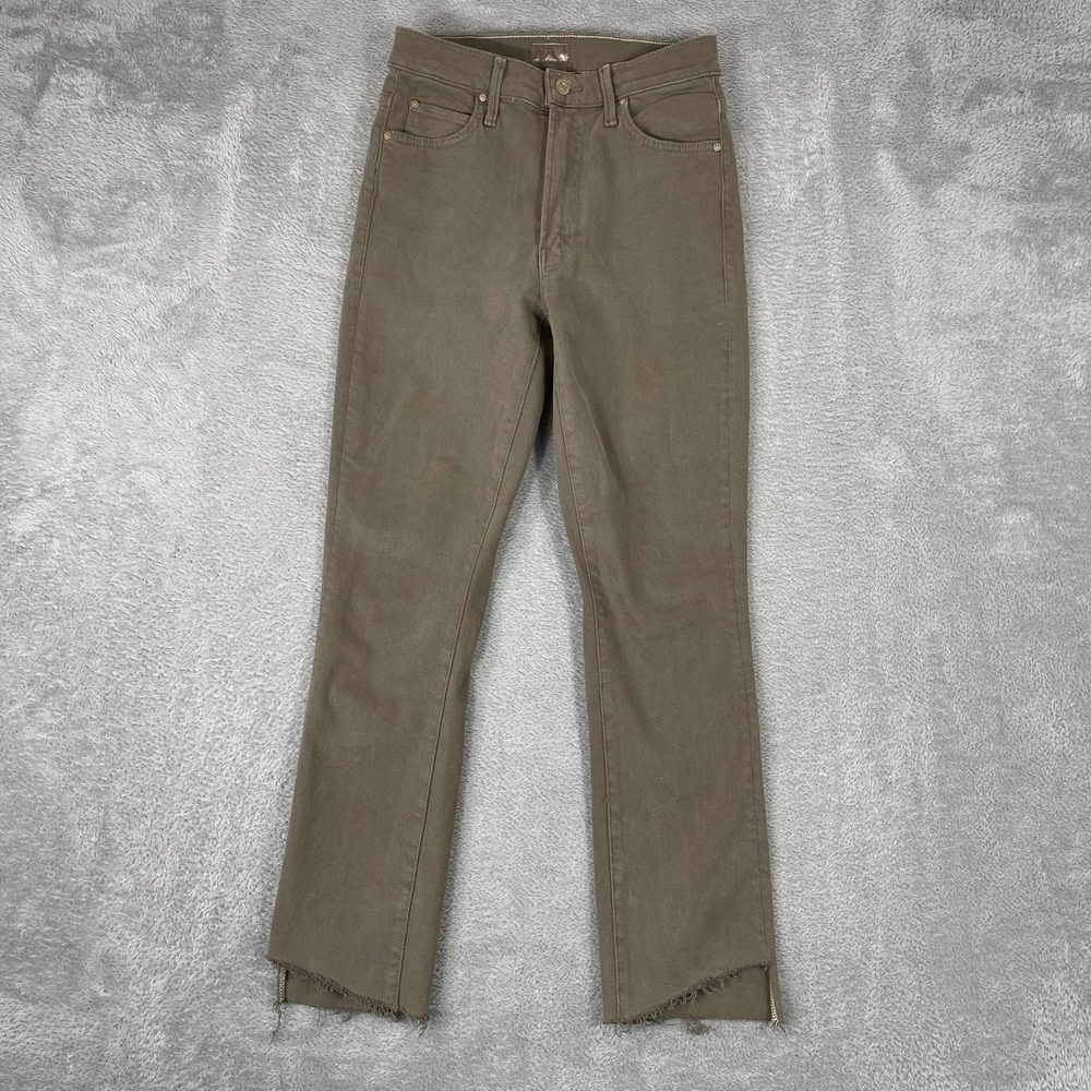 Mother The High Waisted Rascal Ankle Step Fray Womens 26 Brown Jeans Capers
